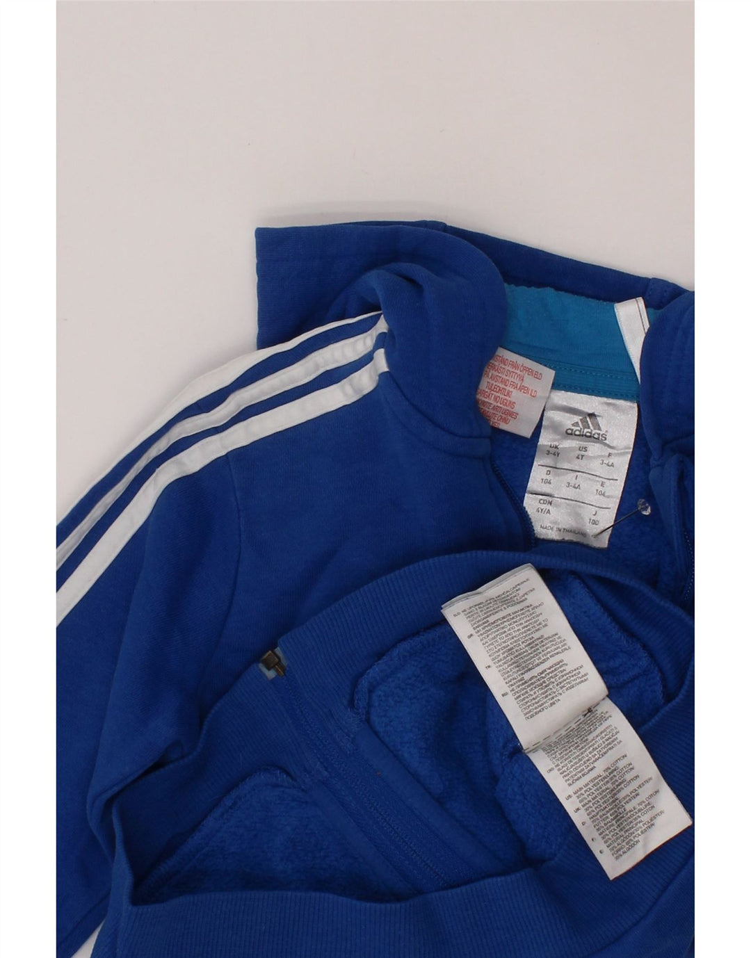 ADIDAS Kapuzenpullover mit grafischem Reißverschluss für Jungen, 3–4 Jahre, blaue Baumwolle