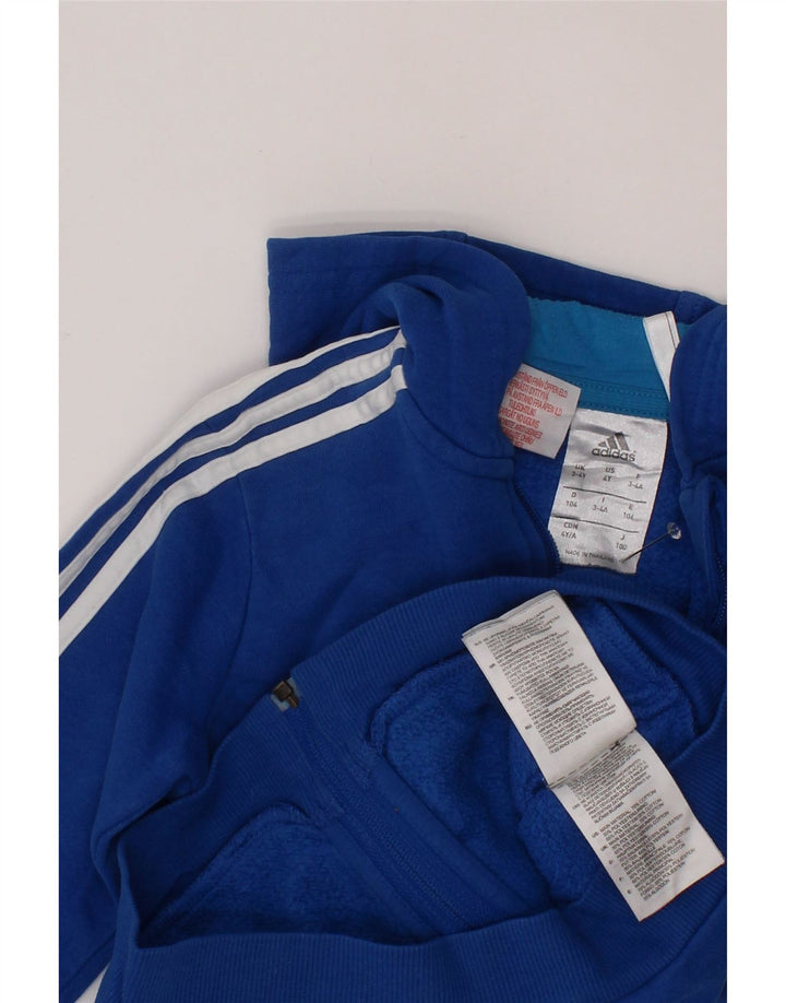 ADIDAS Kapuzenpullover mit grafischem Reißverschluss für Jungen, 3–4 Jahre, blaue Baumwolle