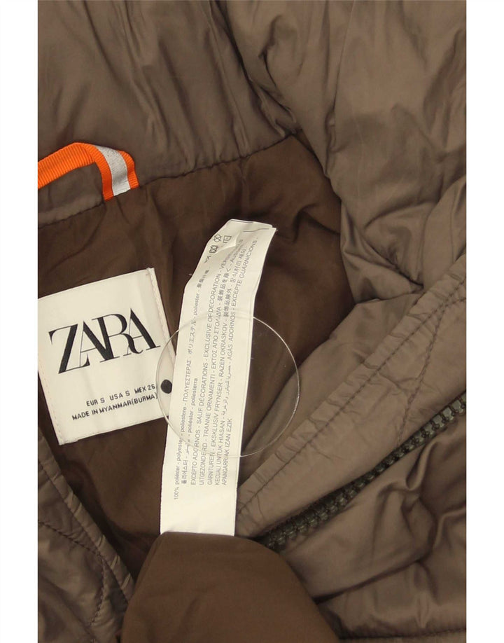Zara Damen-Kapuzen-Übergröße, gepolsterter Mantel, UK 10, Größe S, braun, Polyester
