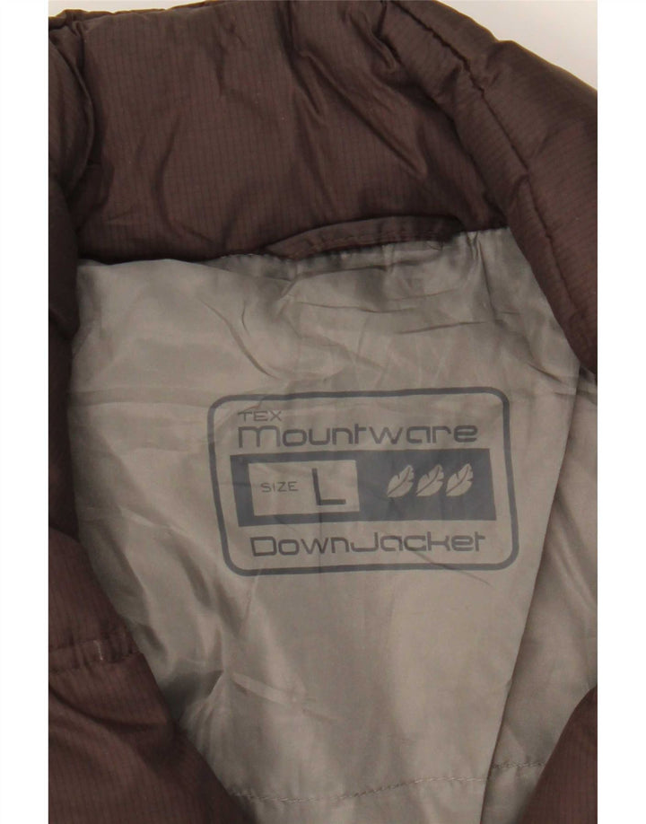 Vintage gepolsterte Herrenjacke mit Kapuze, UK 40, großes braunes Polyamid