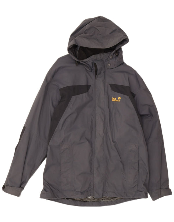 Jack Wolfskin Herren-Regenjacke mit Kapuze, UK 44, XL, Grau, Colourblock-Polyamid