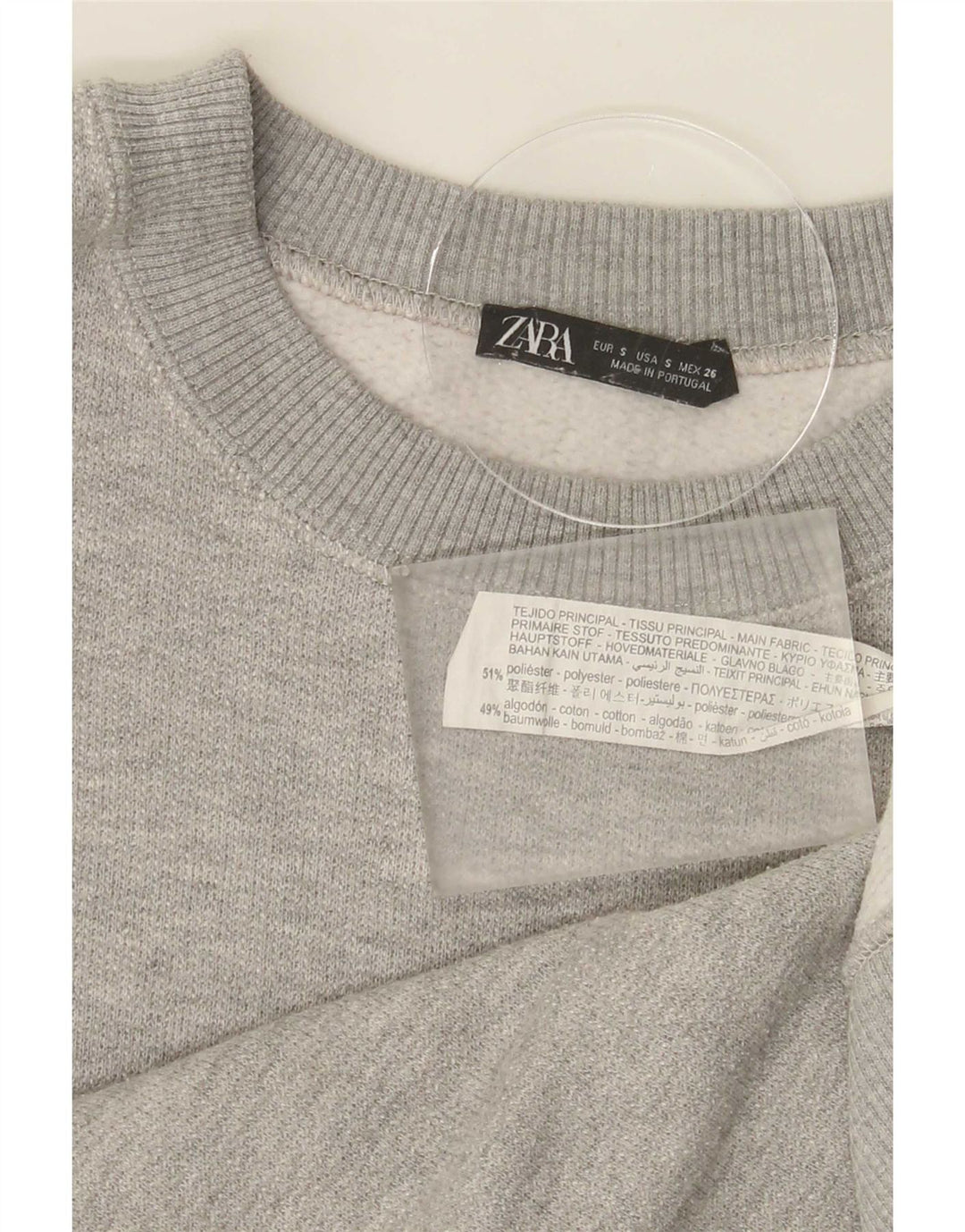 Zara Herren Sweatshirt Pullover Small Grau Polyester