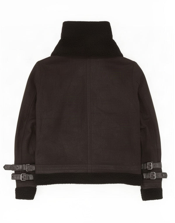 Zara Herren Sherpa Jacke UK 42 XL Schwarz Polyester