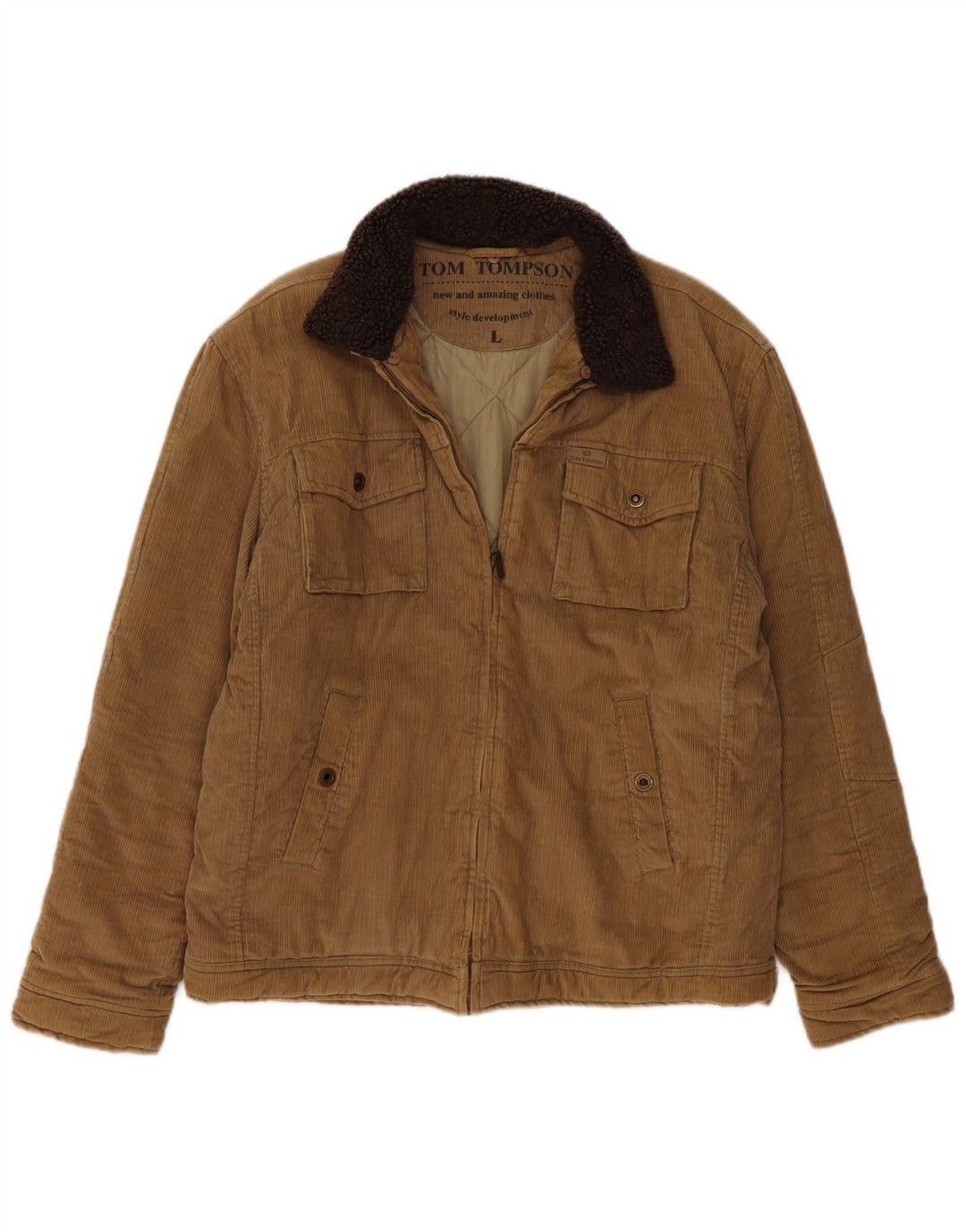 Tom Tompson Herren Cordjacke UK 40 Large Beige Baumwolle