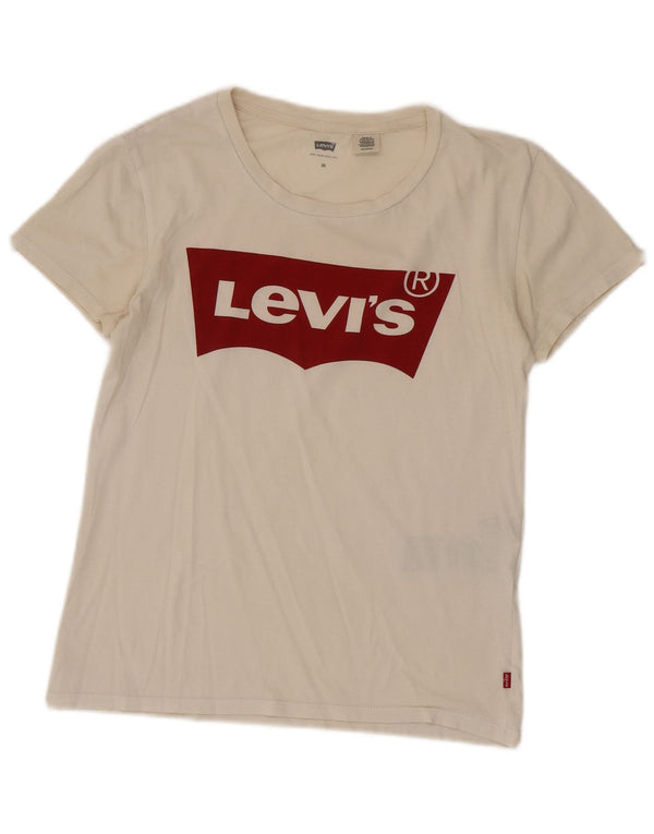 Levi's Damen-T-Shirt mit Grafik, UK 6 XS, weiße Baumwolle