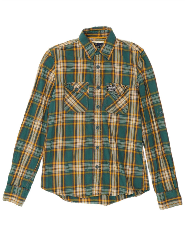 Superdry Herren-Flanellhemd, groß, grün kariert, Baumwolle
