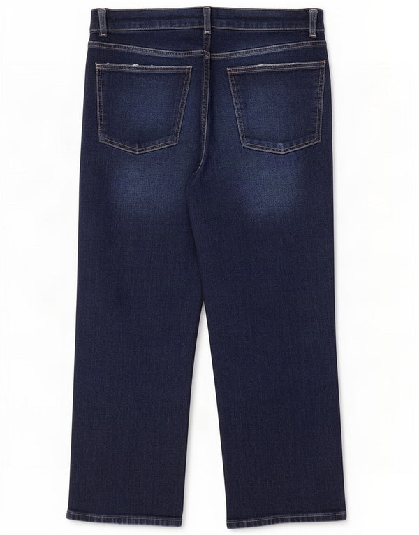Zara Damen-Cropped-Jeans EU 40 Medium W30 L25 Marineblaue Baumwolle