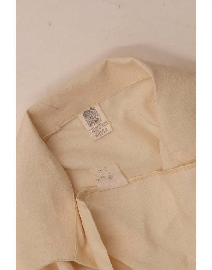 Vintage Damen Hemdbluse UK 12 Medium Off White Polyamid