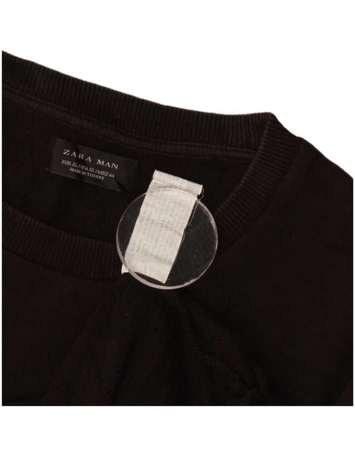 Zara Herren Sweatshirt Pullover XL Schwarz Geometrisch Baumwolle