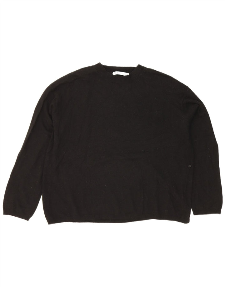 Zara Damen-Pullover, übergroß, Rundhalsausschnitt, Gr. 14, mittelschwarz