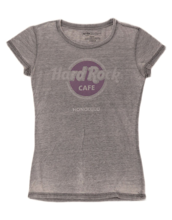 Hard Rock Cafe Damen Honolulu Graphic T-Shirt Top UK 10 Small Grau Baumwolle