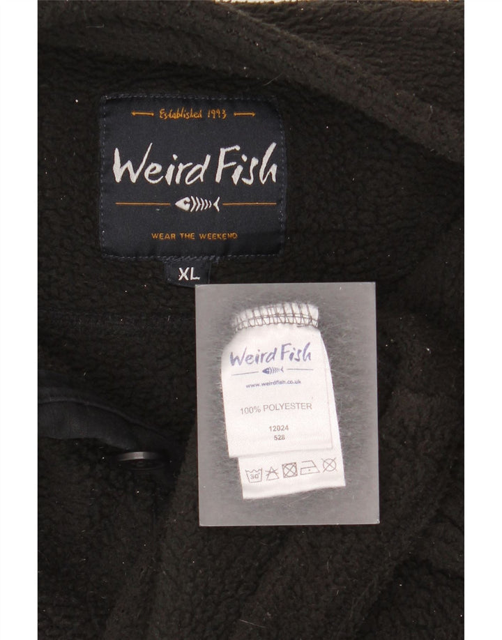 Weird Fish Herren-Fleecepullover mit Knopfkragen, XL, Schwarz, Polyester