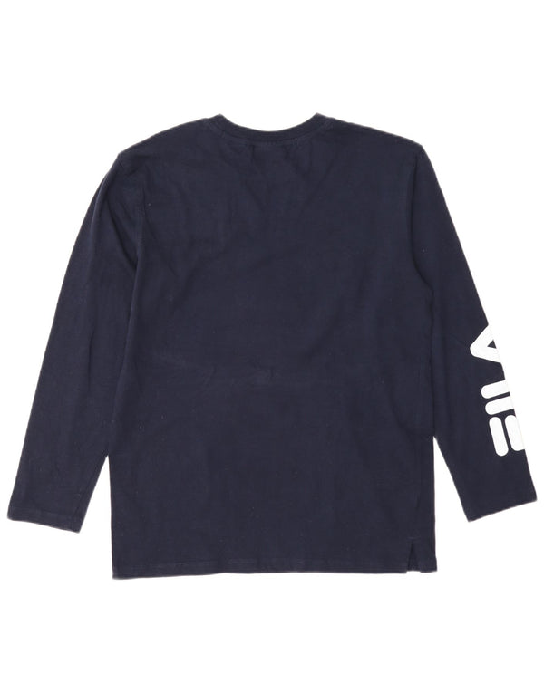 Fila Langarmshirt mit Grafik für Jungen, 13–14 Jahre, marineblaue Baumwolle