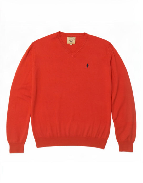 Marlboro Classics Herren-Pullover mit V-Ausschnitt in Mittelrot