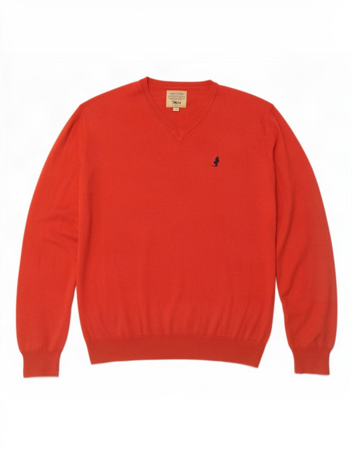 Marlboro Classics Herren-Pullover mit V-Ausschnitt in Mittelrot