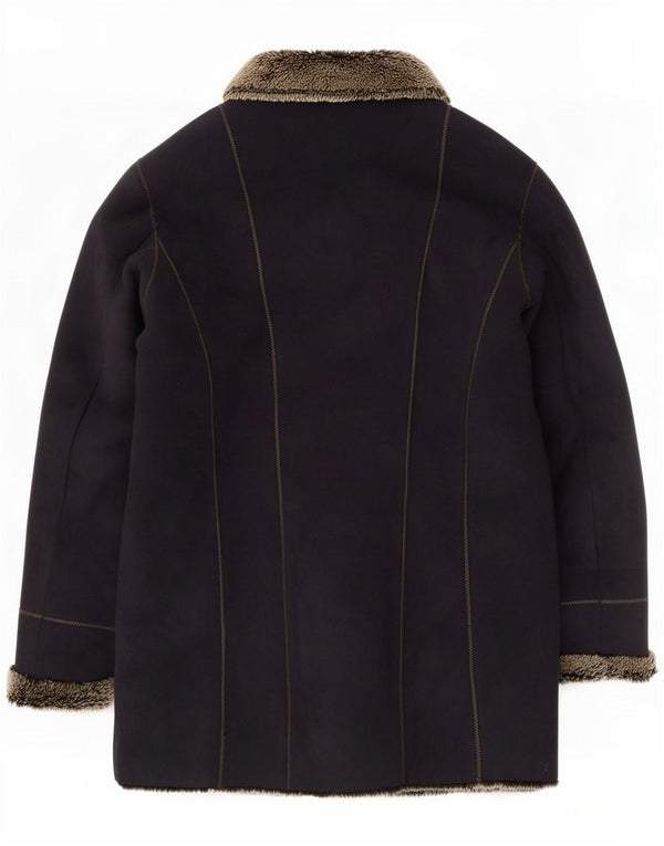 Gelco Sherpa-Mantel für Damen, UK 14, großes Marineblau, gestreift, Acryl