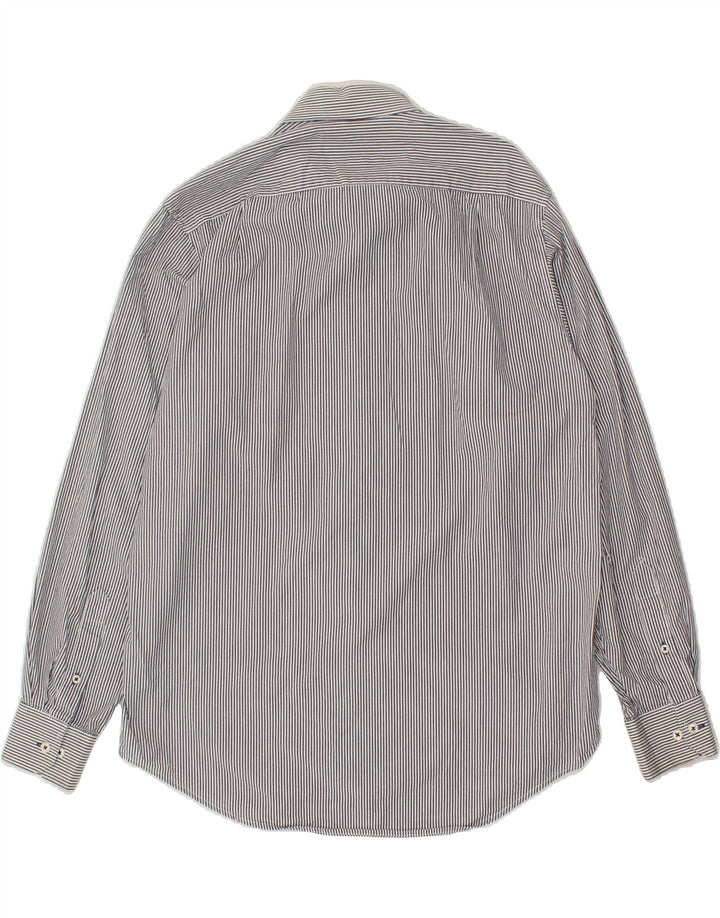 IZOD Mens Shirt Medium Blue Striped Cotton Vintage Izod and Second-Hand Izod from Messina Hembry 