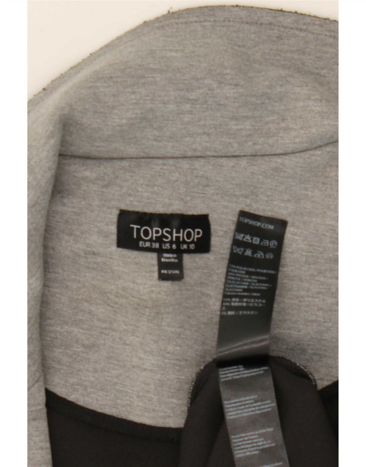 Topshop Damen Longline Open Gilet UK 10 Small Grau Polyester