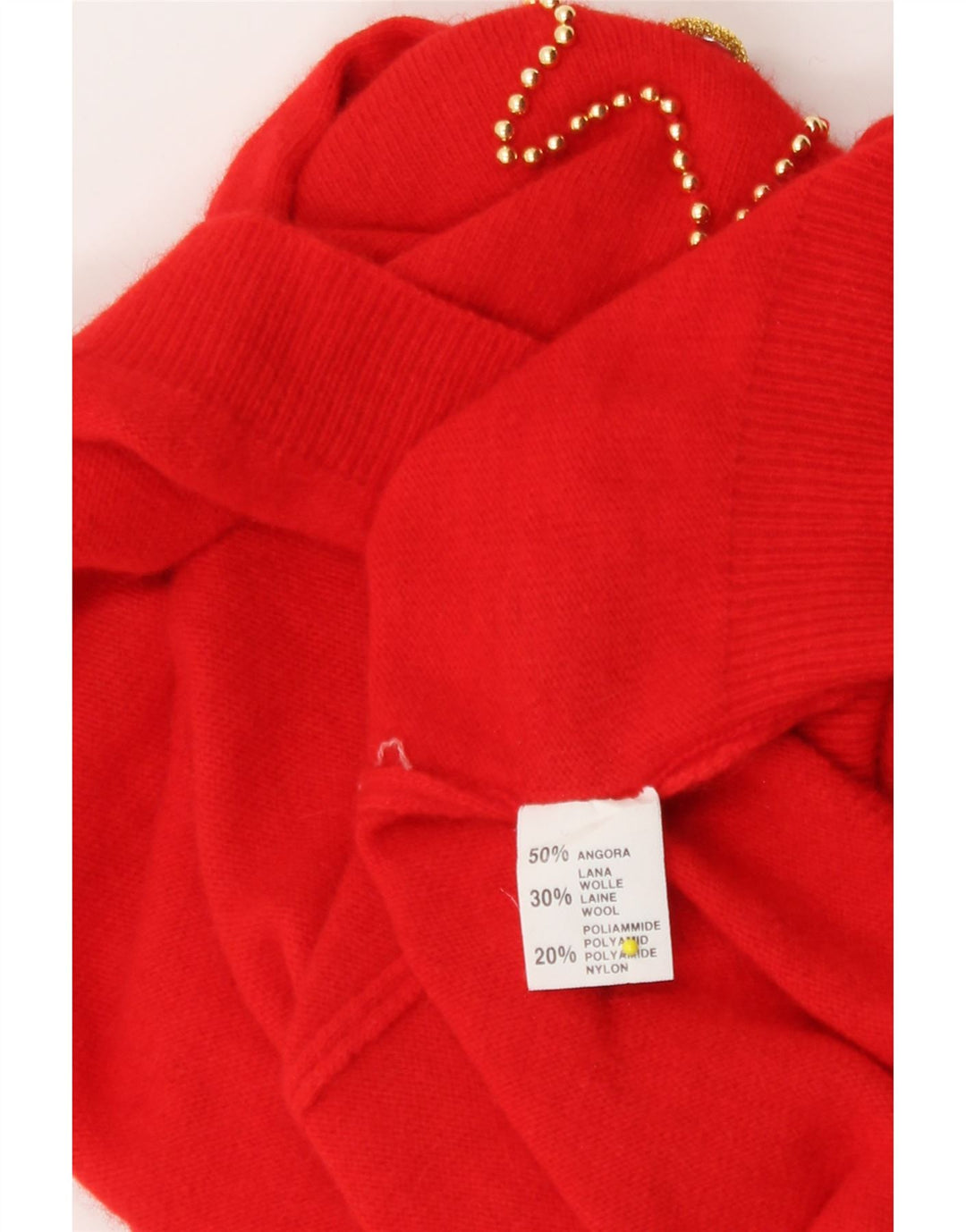 Vintage Damen Pullover mit abstraktem Muster und Rundhalsausschnitt, Gr. 14, Mittelrot
