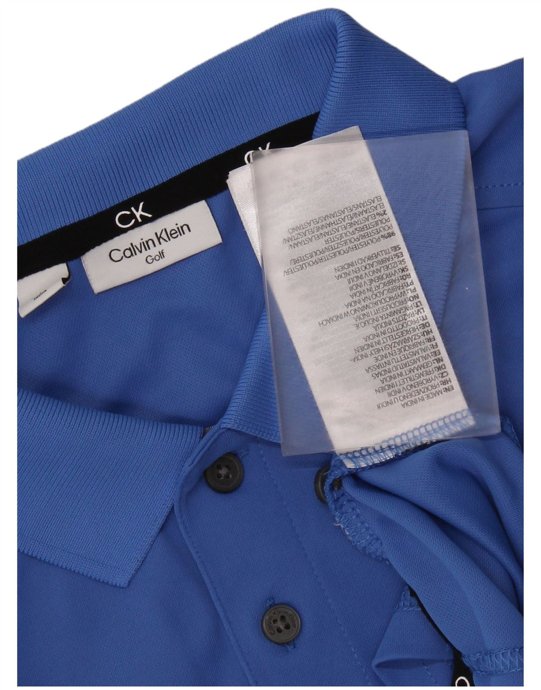 CALVIN KLEIN Herren-Poloshirt mit Grafik, mittelblau, Polyester