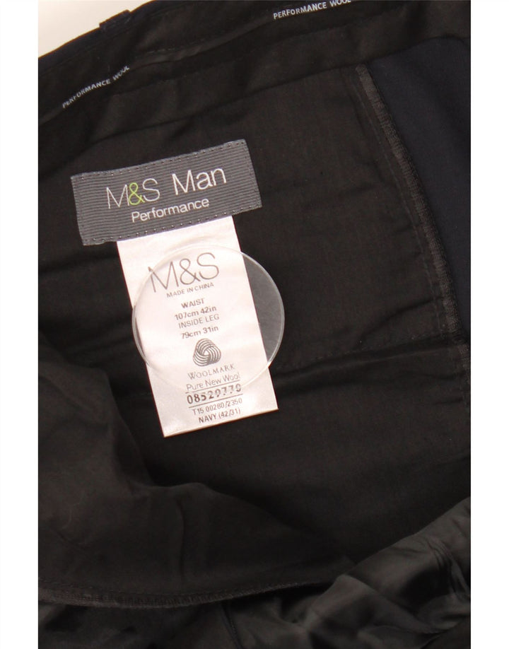 MARKS & SPENCER Performance-gerade Anzughose für Herren, W42, L31, Marineblau