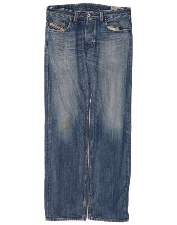 Diesel Herren Straight Jeans W34 L34 Blaue Baumwolle