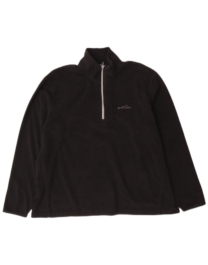 Eddie Bauer Herren-Fleecepullover mit Reißverschluss am Hals, 2XL, schwarzes Polyester