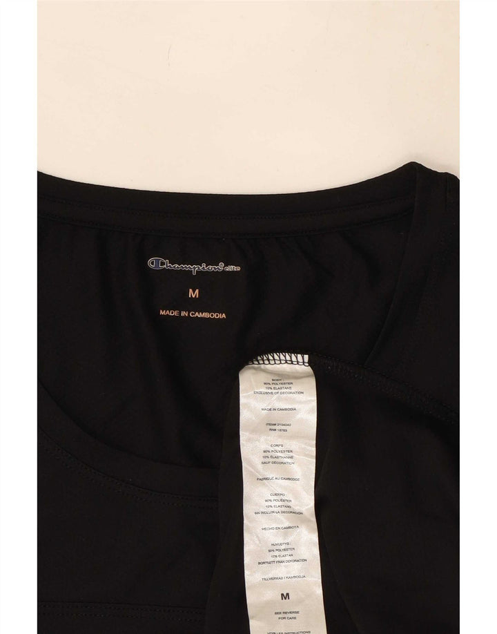 Champion Womens Graphic T-Shirt Top UK 12 Mittelschwarzes Polyester