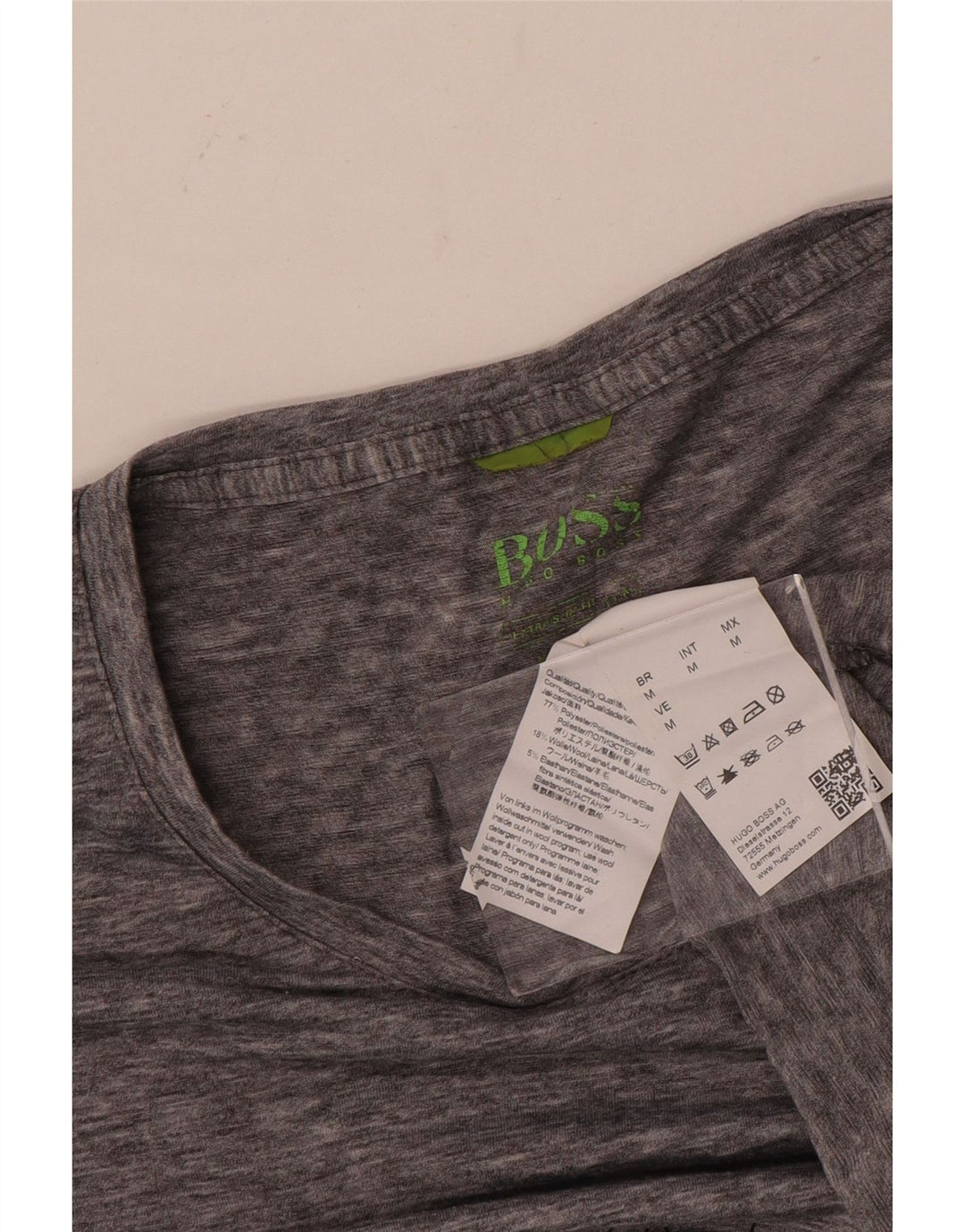 Hugo Boss Herren T-Shirt Top mittelgraues geometrisches Polyester