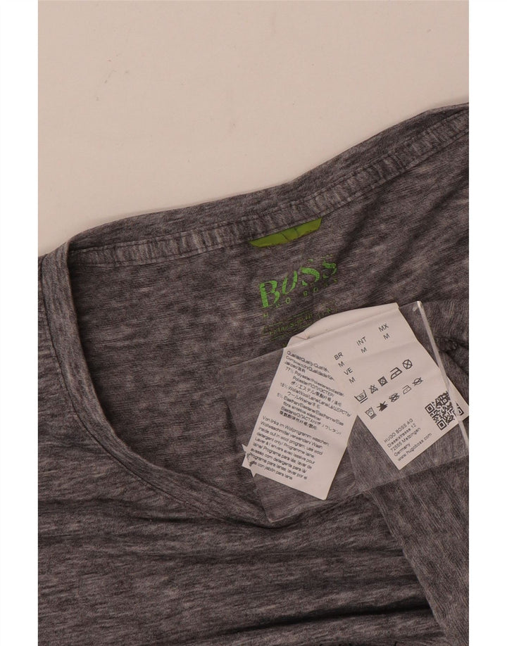 Hugo Boss Herren T-Shirt Top mittelgraues geometrisches Polyester