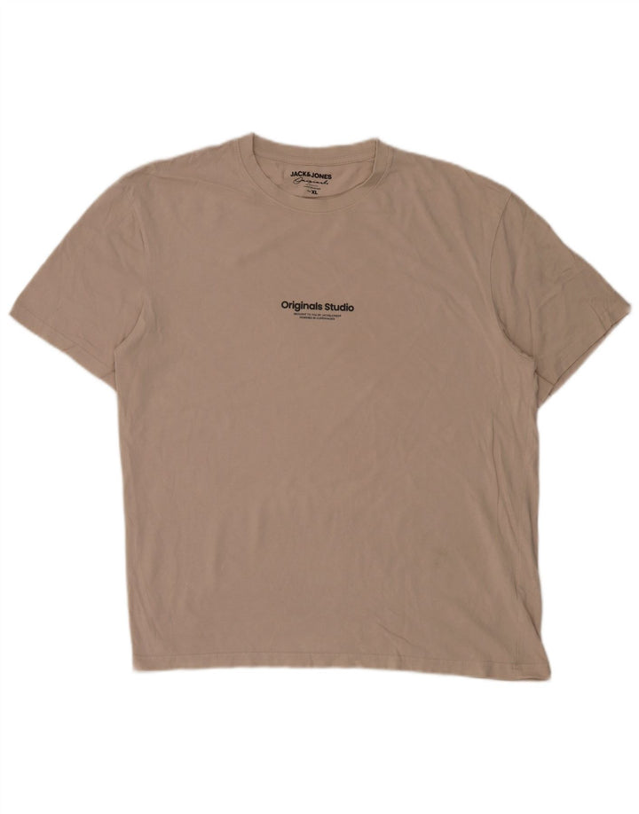 JACK & JONES Herren T-Shirt Top XL Beige Baumwolle