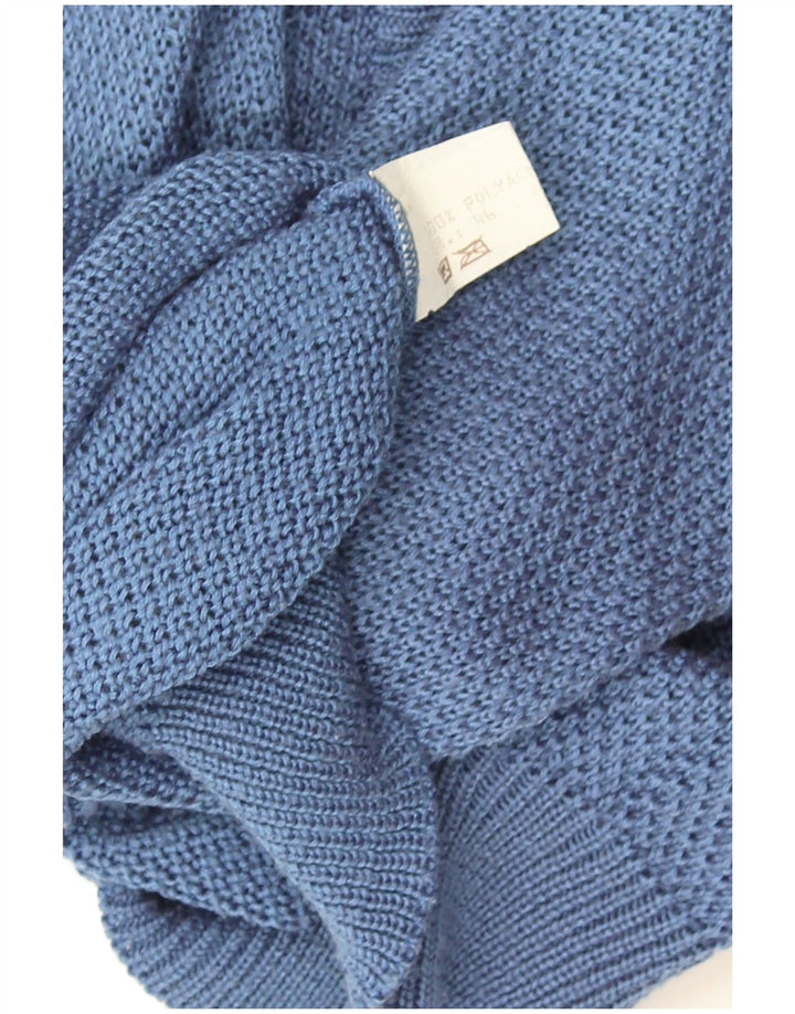 Vintage Damen Cardigan Pullover IT 46 Groß Blau Polyester