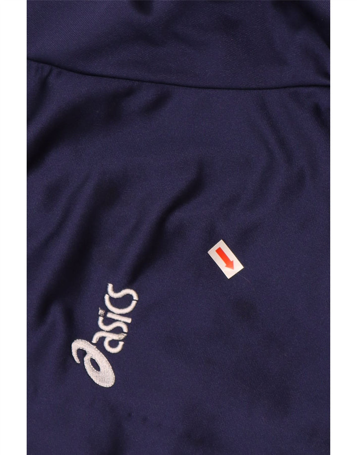 ASICS Herren-Trainingsanzugoberteil mit Grafik, XL, marineblaues Colourblock-Polyamid