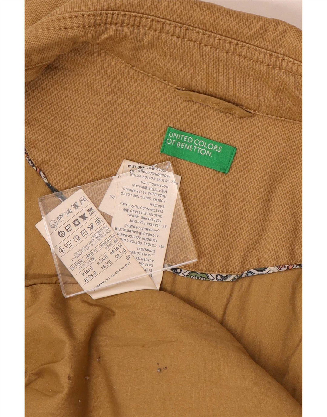 Benetton Damen Trenchcoat UK 8 Small Beige Baumwolle