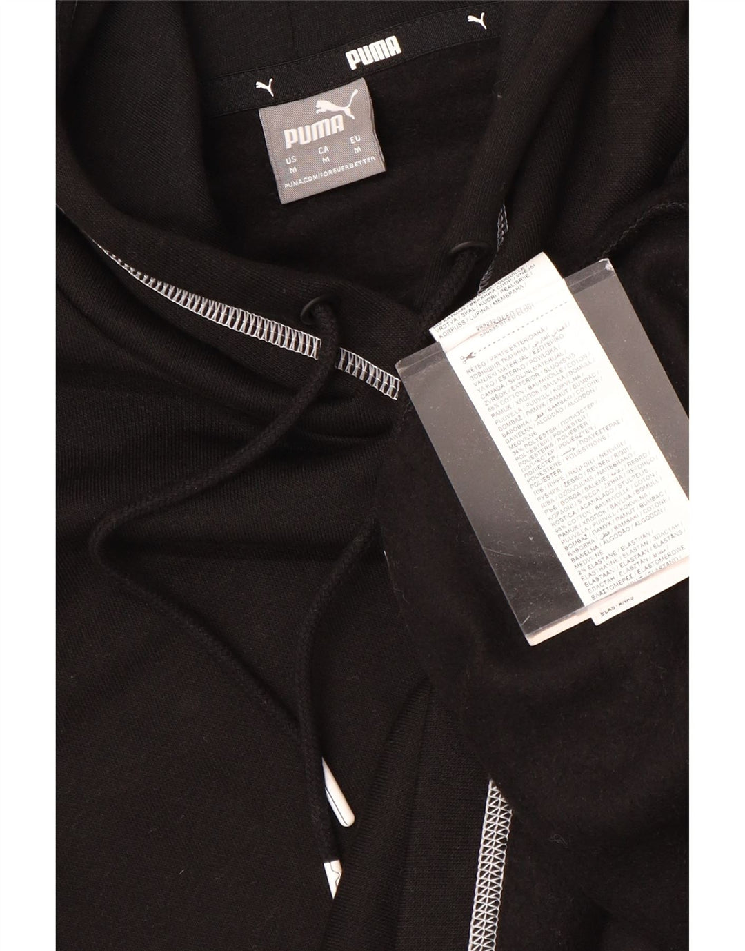 PUMA Damen Übergroßer grafischer Kapuzenpullover UK 14 Mittelschwarze Baumwolle