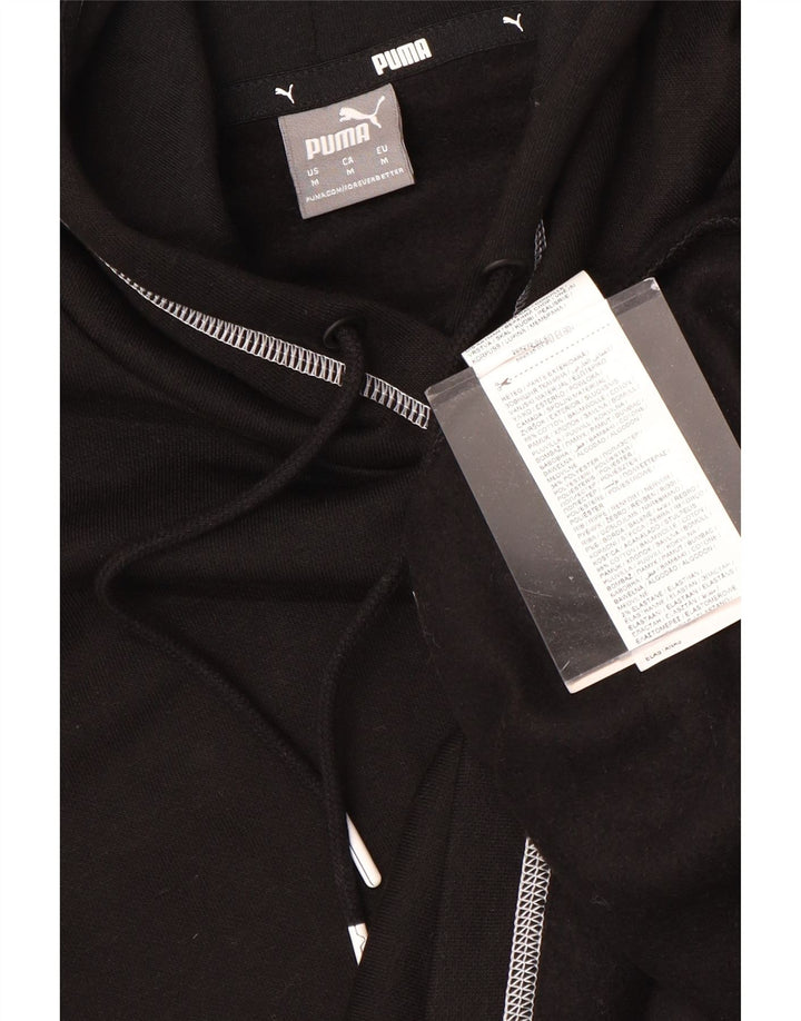 PUMA Damen Übergroßer grafischer Kapuzenpullover UK 14 Mittelschwarze Baumwolle