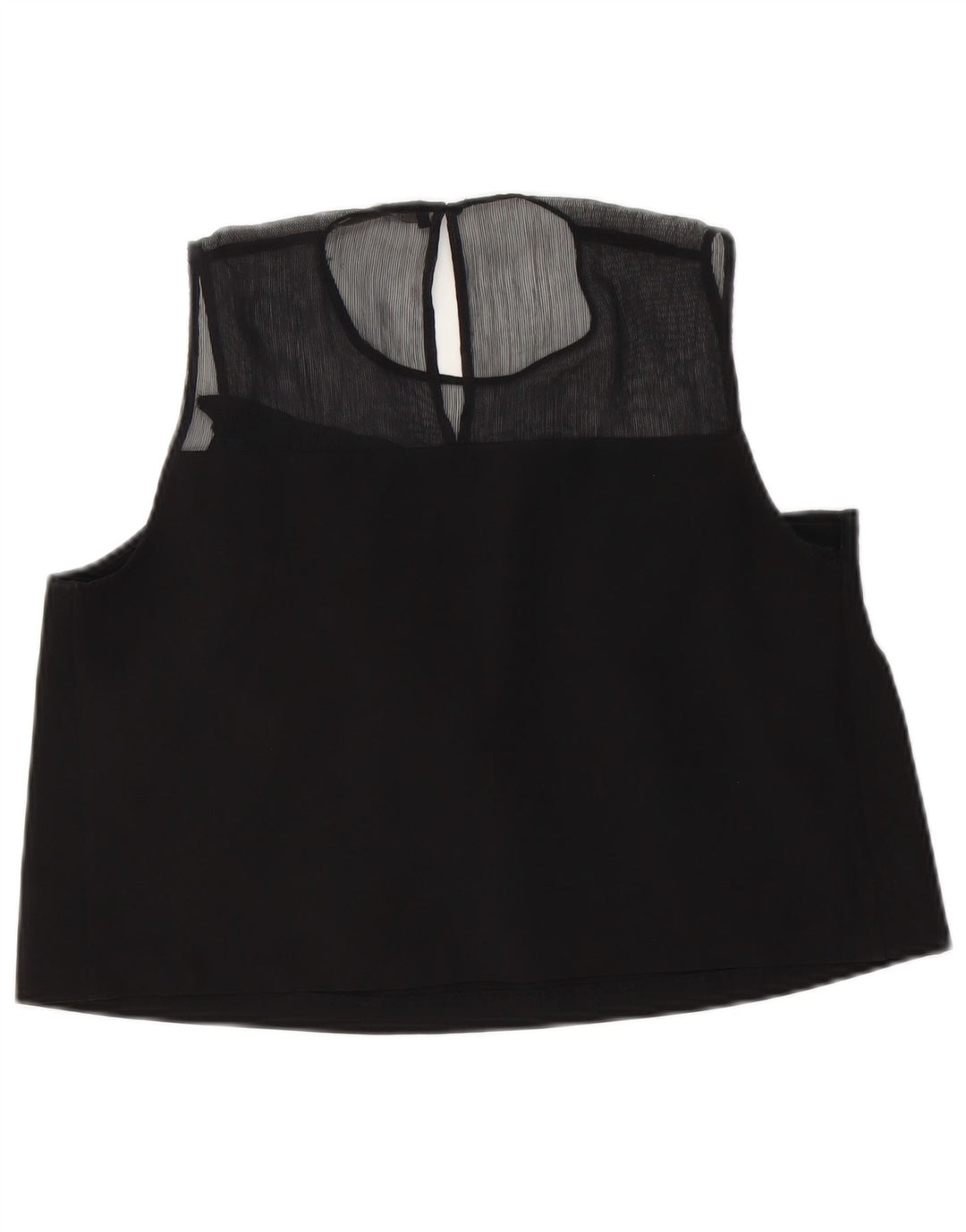 Zara Damen Crop ärmelloses Blusenoberteil UK 14 Large Schwarz