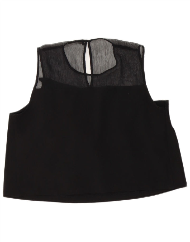 Zara Damen Crop ärmelloses Blusenoberteil UK 14 Large Schwarz