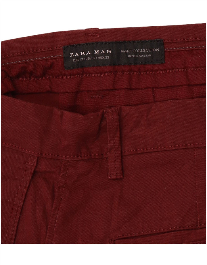 Zara Slim Chino-Hose für Herren, EU 42, Mittel W32 L30, Kastanienbraun
