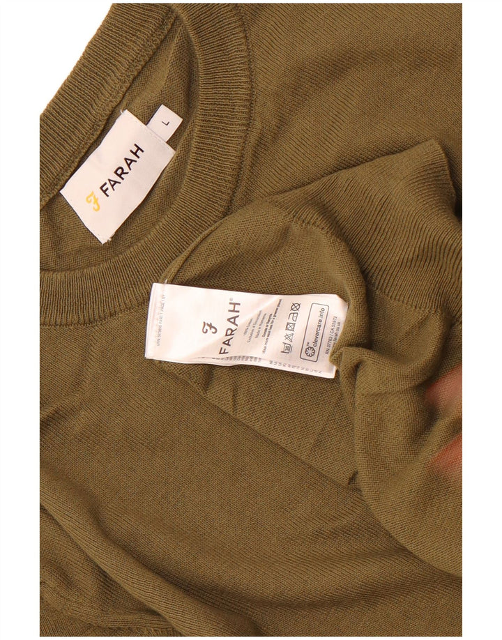 Farah Herren-Pullover mit Rundhalsausschnitt, groß, Khaki, Baumwolle