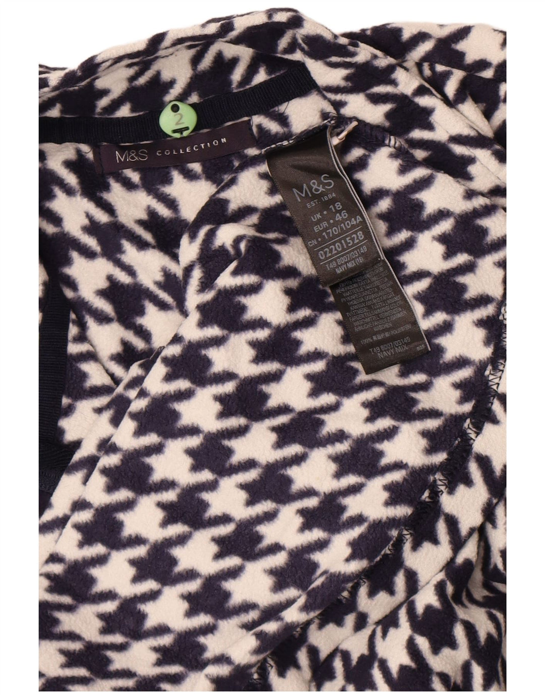 Marks & Spencer Damen Fleecejacke UK 18 XL Marineblauer Hahnentritt