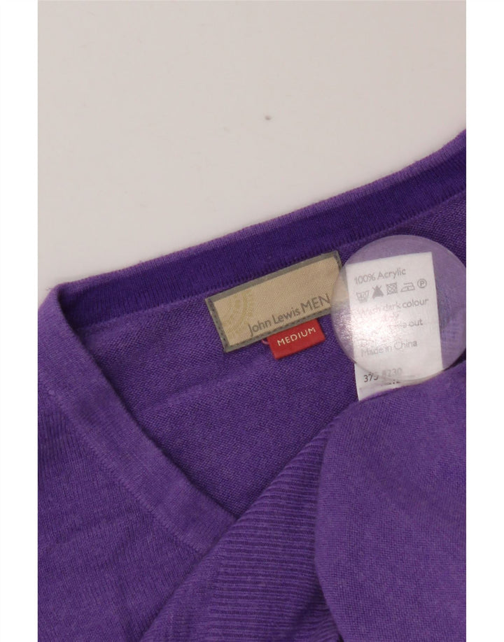 John Lewis Herren-Pullover mit V-Ausschnitt, mittelviolettes Acryl