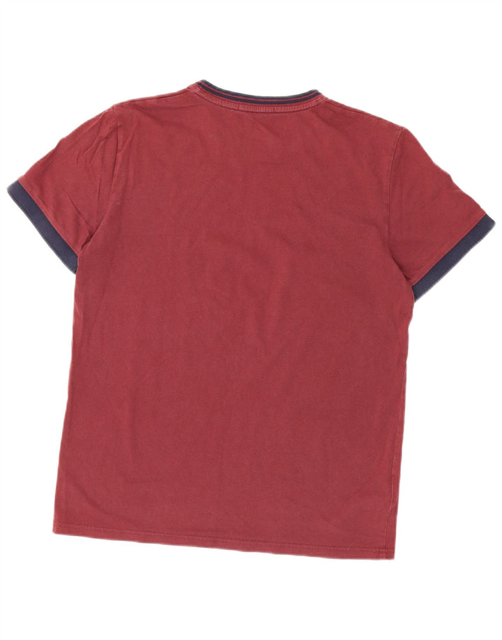 FRED PERRY Herren-T-Shirt-Oberteil, mittleres Burgunderrot, Colourblock-Baumwolle