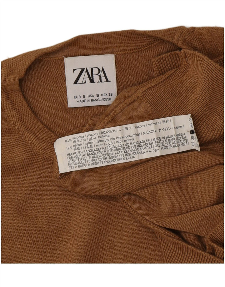 Zara Herren-Pullover mit Rundhalsausschnitt, kleine braune Viskose