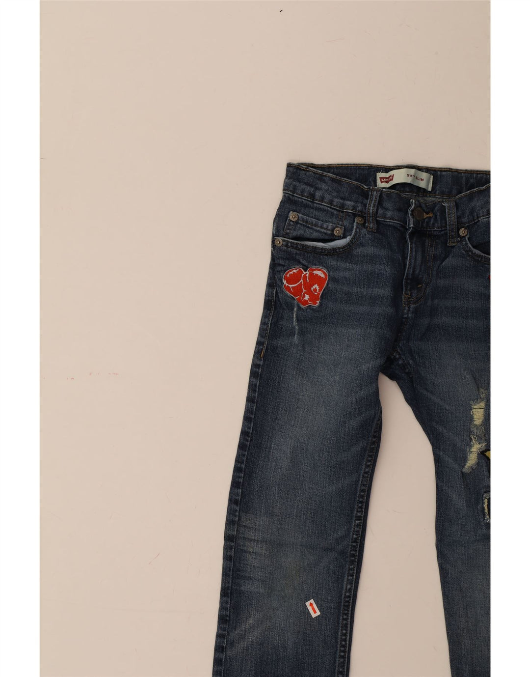 LEVI'S Boys 511 Distressed Slim Jeans 9-10 Years W25 L27 Blue Cotton Vintage Levi's and Second-Hand Levi's from Messina Hembry 