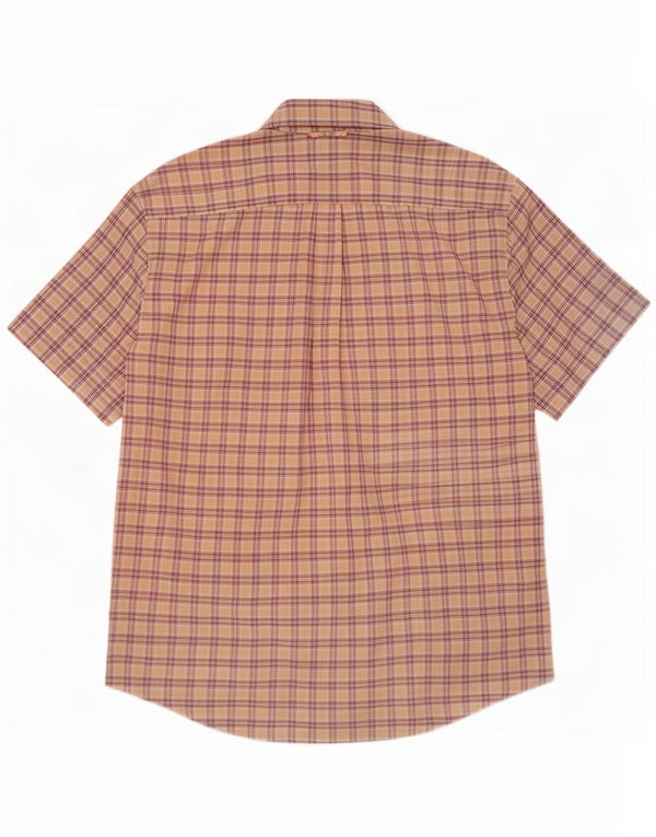 Tommy Hilfiger Herren-Kurzarmhemd, groß, beige, kariert, Baumwolle