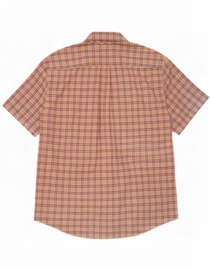 Tommy Hilfiger Herren-Kurzarmhemd, groß, beige, kariert, Baumwolle