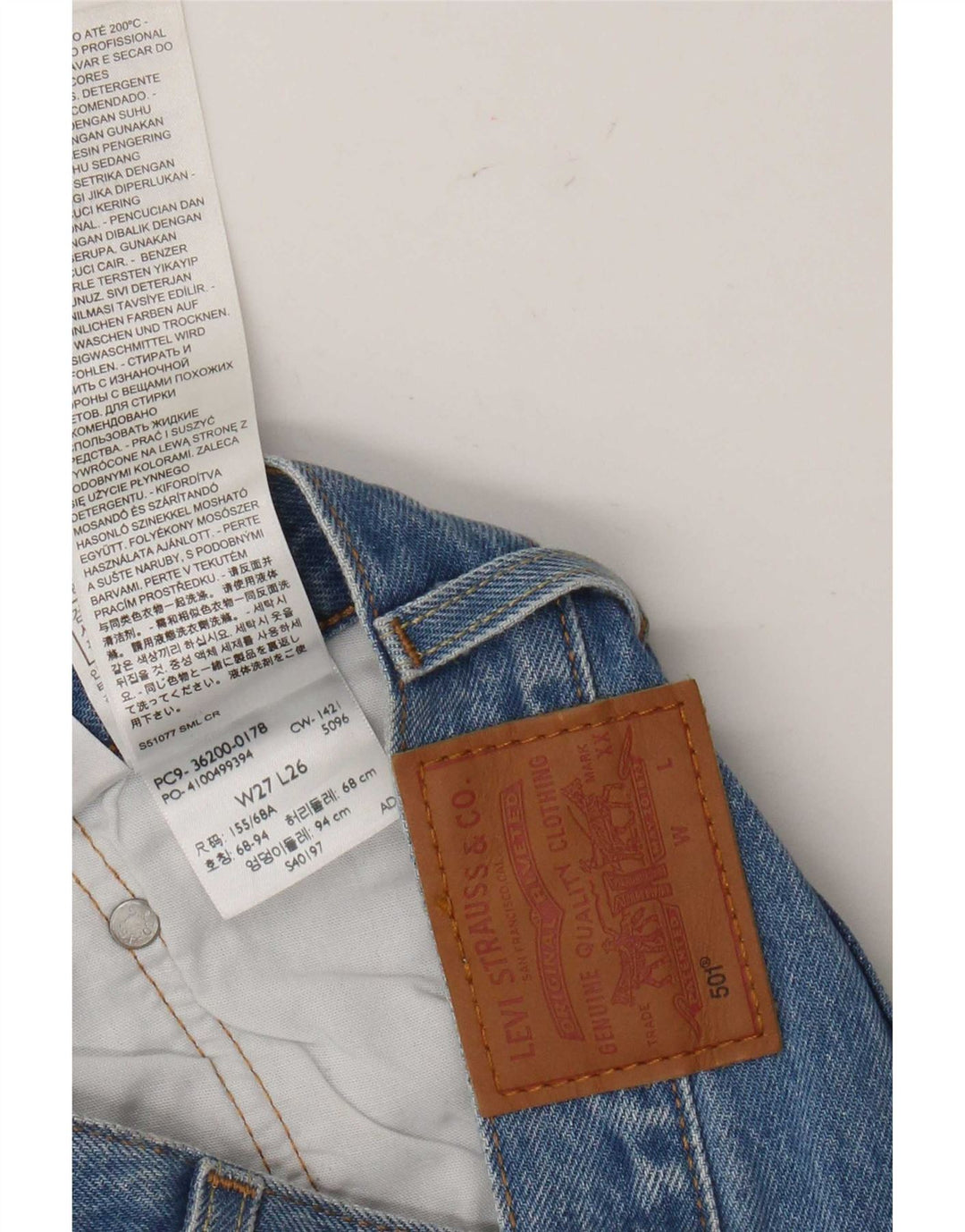 Levi's Damen 501 Distressed Straight Jeans W27 L26 Blaue Baumwolle