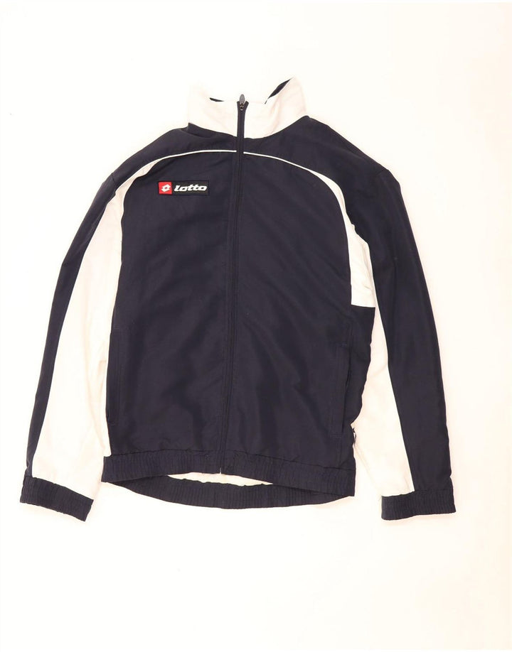 Lotto Herren-Trainingsanzug-Oberteil, Jacke, klein, marineblau, Farbblock-Polyester