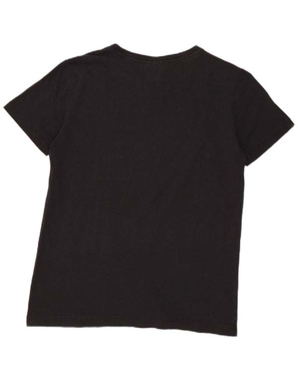 Champion Damen Grafik-T-Shirt-Oberteil UK 12 Medium Schwarz